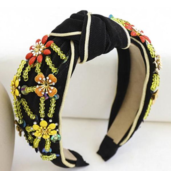 

handmade colorful crystals beads knot hairband for women hair accessories luxury hair headband ladies outdoor headdress hairband