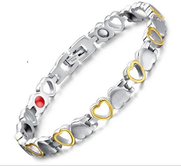 

fashionable love shape magnetic bracelet- health energy bangle bracelet with germanium negative ions charm jewelry women girls, Black