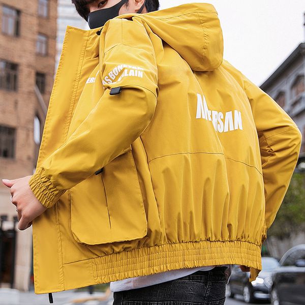 

januarysnow fashion casual men's jacket hooded black beige rib sleeve men spring clothing university coats jacket young vintage coat, Black;brown