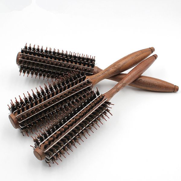 

comb steel wire curly hair comb straight hair modeling hairdressing solid wood various hairdressing, Silver