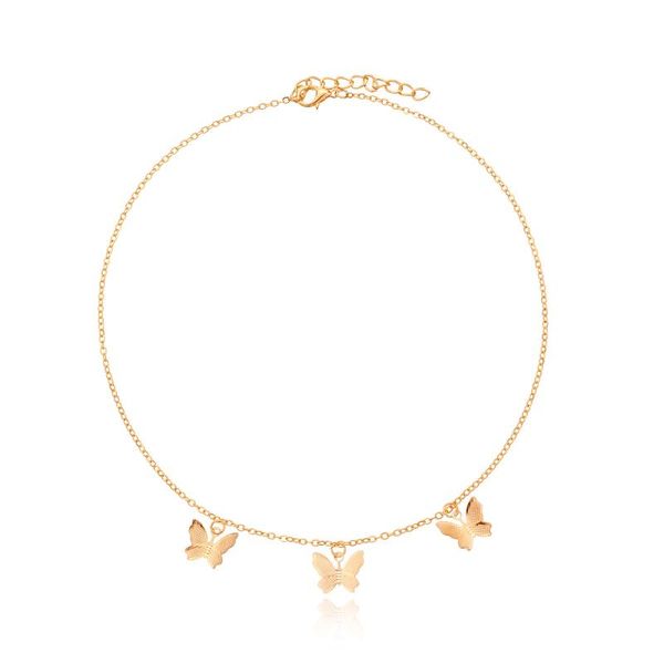 

3 butterflies cute pendant necklace with gold color for women party jewelry clavicle aesthetic choker christmas gift 2020, Silver