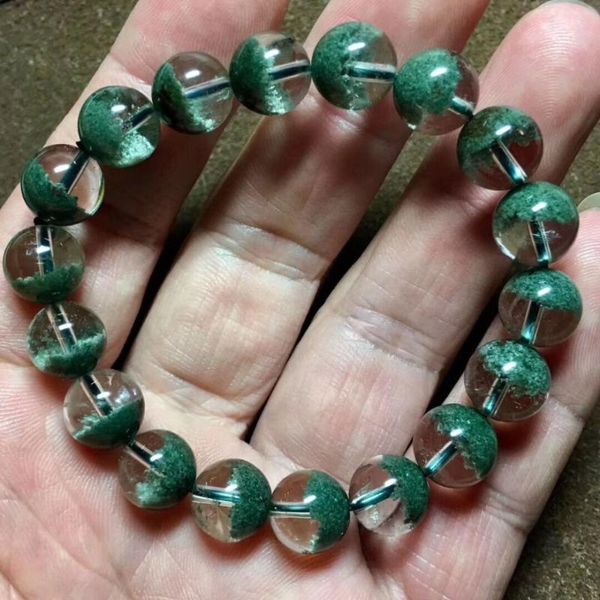 

wholesale 100% natural green ghosts stone crystal bracelet 12mm 10mm, Black
