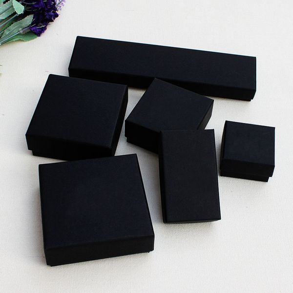 

black jewelery packaging box ring necklace pendant bracelet black box wholesale 100pcs/lot black kraft paper box, Pink;blue