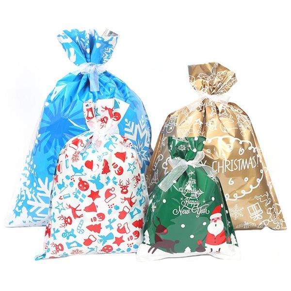 

christmas decorations 10/15pcs gift bags drawstring bag biscuit candy party favors pouches for home