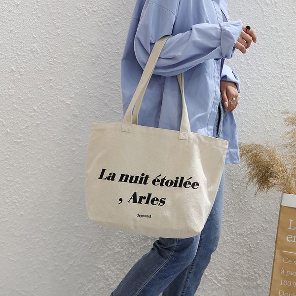 

simple artistic bag female student tutorial bag large capacity casual tote women's shoulder