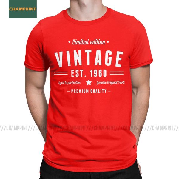 

vintage limited edition vintage est. 1960 t-shirts men 100% cotton 60 years old t shirt 60th birthday gift short sleeve tees