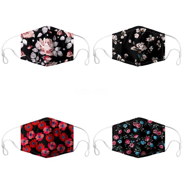 

newcartoon non-woven mouth mask anti pollution breathable print face masks for adult#919, Black