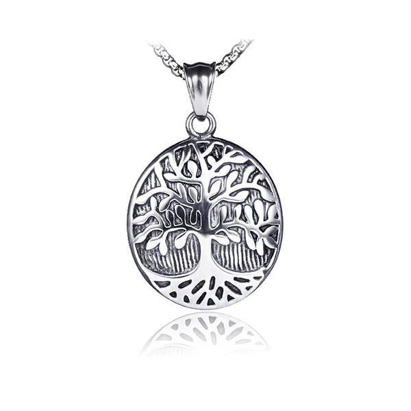 

life tree pendant stainless steel necklace hip hop life tree necklaces men punk rocking necklaces jewelry party gifts snx30, Silver
