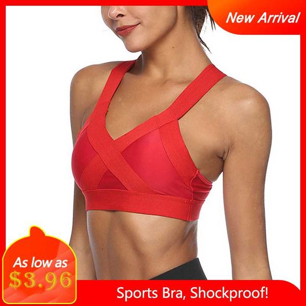 

new women yoga sports gym bra fitness shockproof push up vest solid cross sweat absorb bras mujer sujetador plus size 2020, White;black