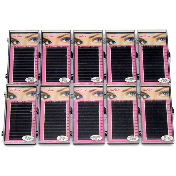 

navina 10cases professional individual mink eyelash extension faux silk eyelashes artificial makeup fake false eye lashes cilia