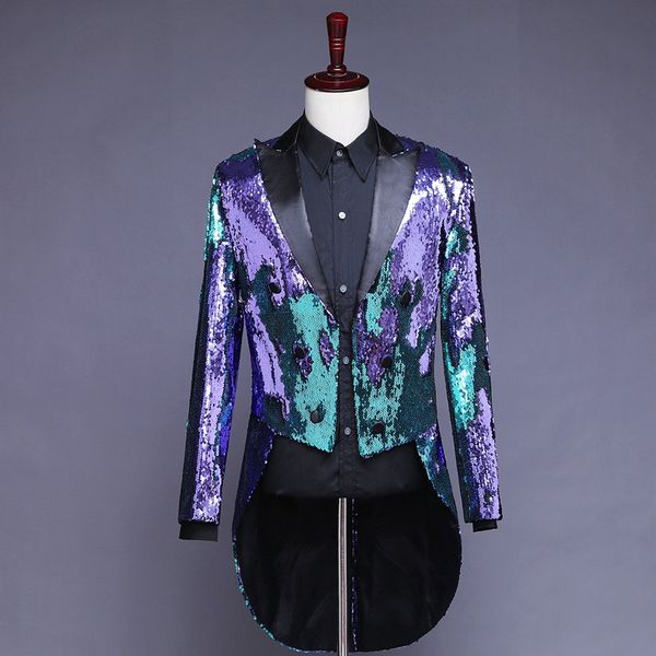 

men tux gold and silver tailcoat mens sequin tuxedo prom suit jacket formal wear dinner jacket magician jackets, White;black