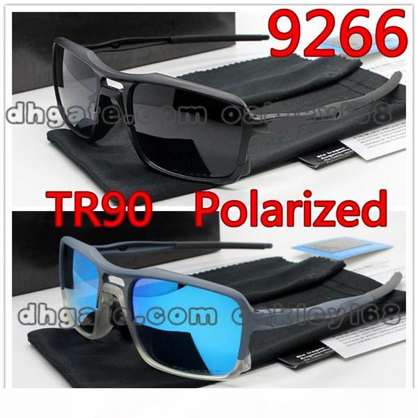 

2019 brand designer 9266 sunglasses tr90 frame polarized sunglasses men riding sport sunglasses uv400 goggles with case and box, White;black
