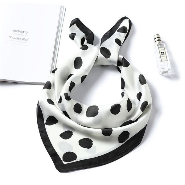 

square women silk neck scarf dot print lady hairband accessories foulard head tie bag scarves shawls neckerchief 2020, Blue;gray