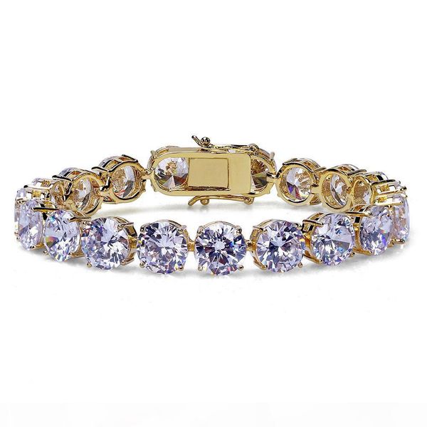 

8inch 1 row cubic zirconia hiphop bracelets women men bangle copper hip hop toggle clasps cz tennis link chain jewelry 8mm 10mm width, Golden;silver
