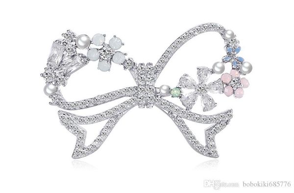 

donia jewelry european and american popular bow brooch copper micro inlaid zircon brooch gift brooch christmas coat scarf accessories, Gray