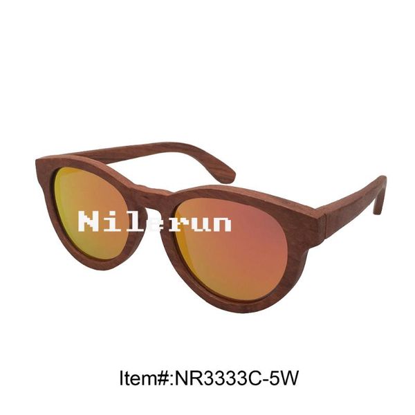 

sunglasses fashionable round uv400 polarized mirror orange lens wood, White;black