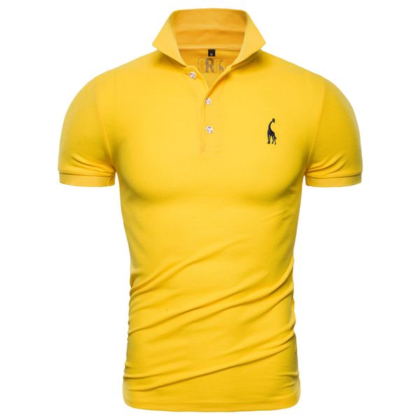

Fashion Designer New Polo Shirt Men Solid Casual Cotton Polo Giraffe Men Slim Fit Embroidery Short Sleeve Men's Polo 10 Colors
