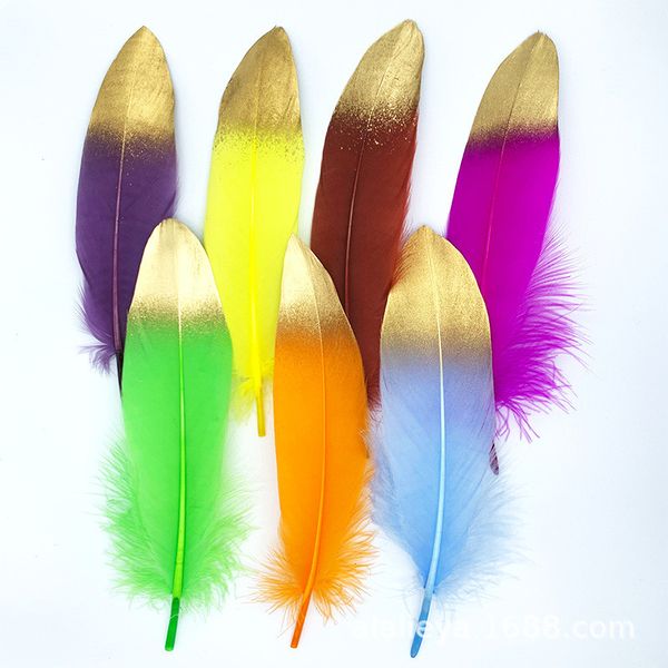 

5-7 inches gold plated feathers for christmas & wedding party decoration & diy handicrafts accessories home decoration ing