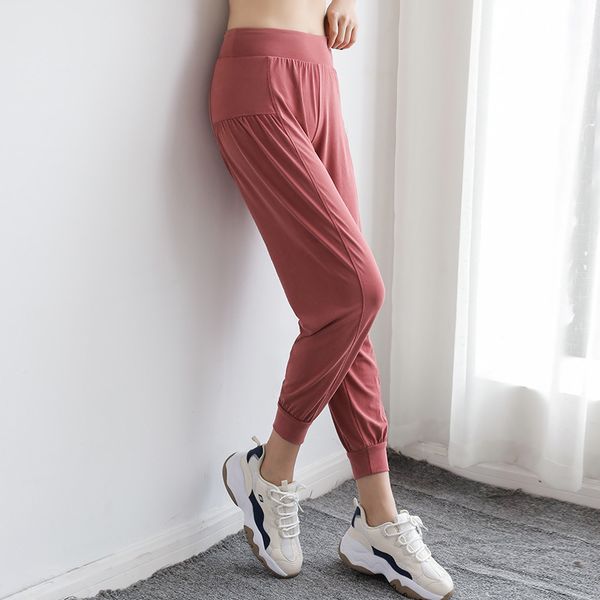 

summer women jogger pant high waist loose thin elastic harem pant sports bloomer running trousers gym fitness yoga pants female, White;red