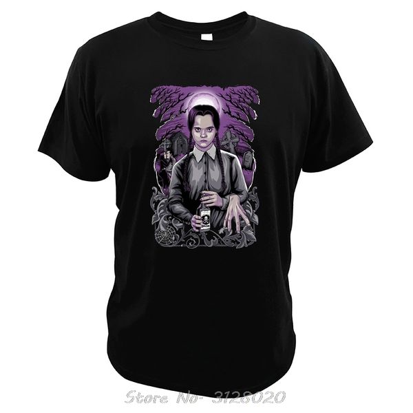 

new men cotton t shirt wednesday addams cemetary comic movie tshirt tees digital print short sleeve