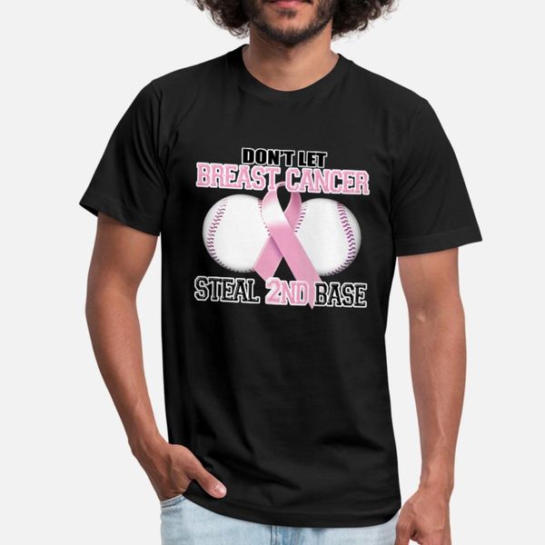 

don't let breast cancer steal 2nd base t shirt men customized 100% cotton s-xxxl slim fit funny casual summer style formal shirt, White;black
