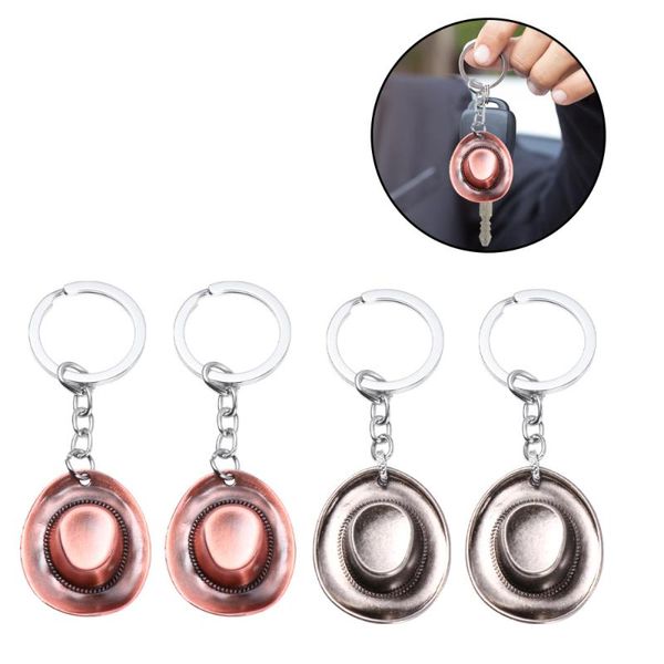 

4pcs hat key chain retro men's car keys pendant bag accessories (assorted color, Silver