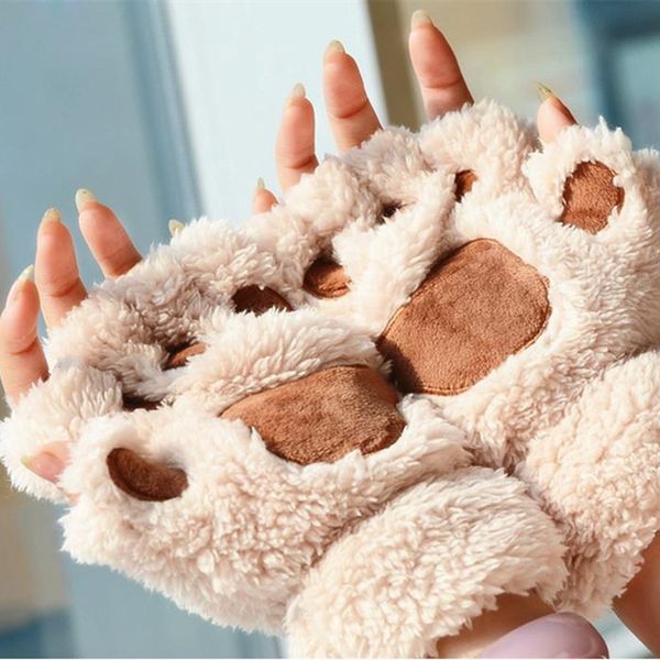 

autumn and winter thick warm gloves half finger cute ladies student fashion keyboard cat claw gloves, Blue;gray