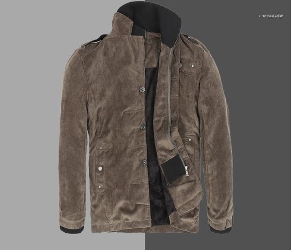 

sleeved cotton jacket mens clothing mens winter cargo jackets solid panelled zipper fly windrunner stand collar long, Black;brown