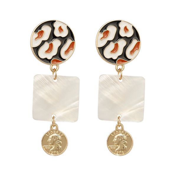 

aensoa long shell pendant drop earrings 2020 for women irregular freshwater pearl shell dangle earrings korea mermaid jewelry, Silver