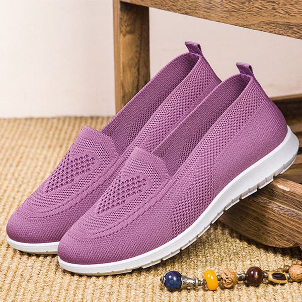 

2020 casual shoes women light sneakers knitted vulcanized breathable mesh autumn outdoor ladies platform slip on sock shoes, Black