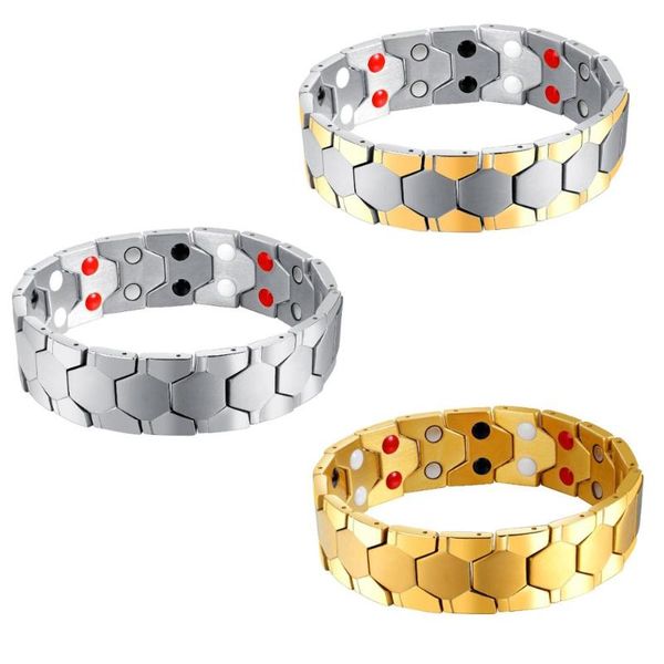 

punk power energy bracelet bangle for men stainless steel magnetic jewelry gift, Black