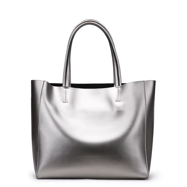 

women handbag ladies leather diagonal shoulder large shopping bag european and american retro large capacity silver bucket bag gift 0602