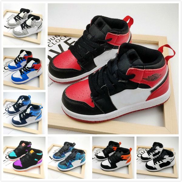 

2020 designer kids basketball shoes chaussures enfants mid cactus jack sneakers children sports 1 1s boy girl toddler trainer running shoes, Black