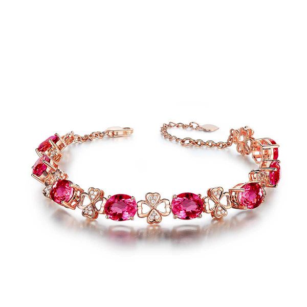 

european and american fashion luxury alloy rose gold four-leaf clover bracelet feminine temperament bracelet, Black