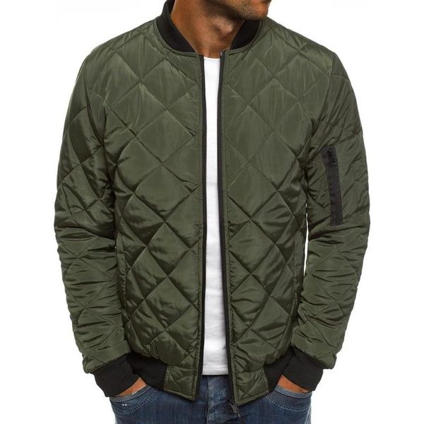 

men's padding bomber jacket male autumn winter diamond quilting padded jacket windproof outwear overcoat pilot, Black
