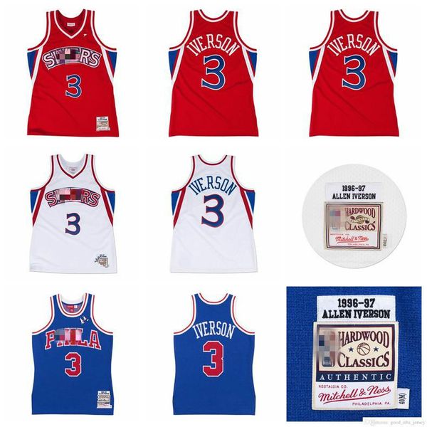 

CLOT x M&N Knit Jersey Hardwoods Classics 3 Iverson Philadelphia 76ers Vintage Mitchell&Ness 1996-97 Basketball Swingman Jersey, Black