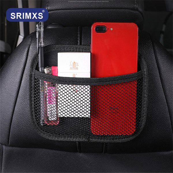 

car storage bag net pocket sundries self-adhesive car seat organizer mesh for auto interior accessories