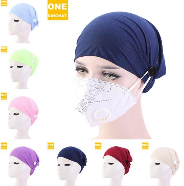 

button headband mask anti-stroke headband sweat-absorbent headband nurse hat headwrap bandana turban headwear solid color hat d82703, Yellow