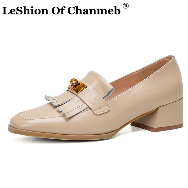 

2021 spring autumn small size 33 women natural cow leather shoes lady female gold metal lock tassel square toe shoe woman heels, Black