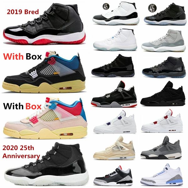 

2020 25th anniversary bred 11 basketball shoes black cat 4 11s men sneakers cool grey gamma legend blue black cement unc 3 concord space jam