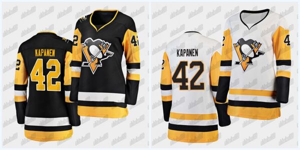 

womens kasperi kapanen #42 pittsburgh penguins 2020-21 100% stitch cutoms away home black white yellow jersey s-xxxl fast shopping, Black;red