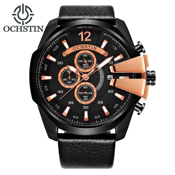 

ochstin men watchws black big dial men watchs sport watches leather strap quartz watches relogio masculino 2020, Slivery;brown