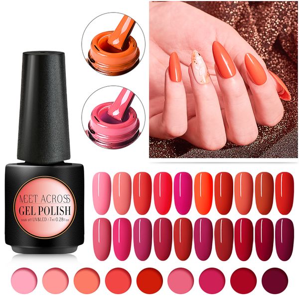 

nail gel meet across red series polish 7ml soak off art lacquer semi permanent vernis design manicure varnish, Red;pink