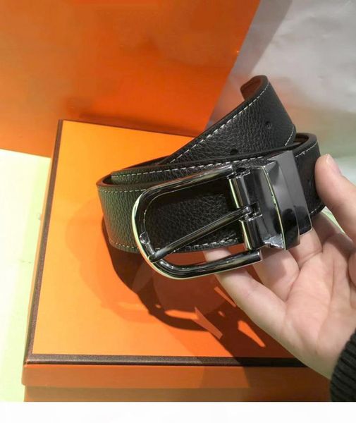 

belt design of men and women belt with fashion big buckle real leather h r belts for men with box ing, Black;brown