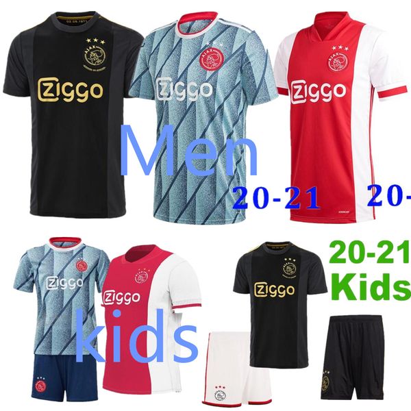 

20 21 ajax amsterdam soccer jersey 2020 2021 promes álvarez tadic neres van beek men kids kit football shirts uniforms blind third 50th, Black;yellow