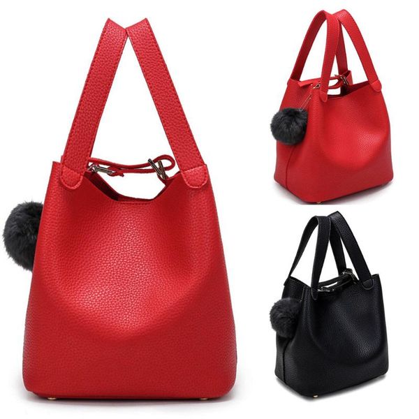

bag women bag hairball pure color handbags cansual bags