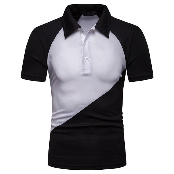 

shirt men 2020 новый нерегулярное лоскутная повседневный дышащие топы тис brands с коротким рукавом мужская рубашка камиза, White;black