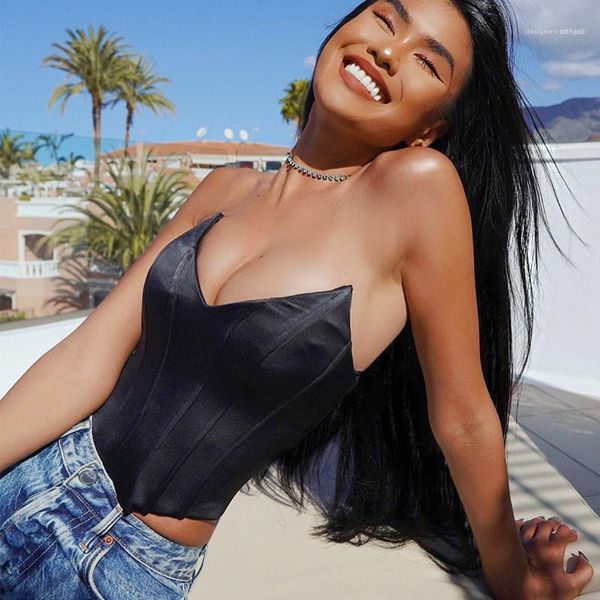 

designer lace-up strapless hollow out backless crop casual slim natural color strapless women clothing women, White