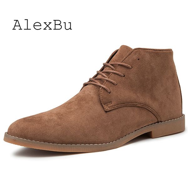 

alexbu 2020 classic men shoes boots men fashion ankle boots popular high outdoor walking shoes wear resistant, Black