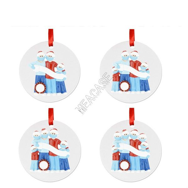 

christmas ornament diy wooden christmas tree pendant with pvc snowman face mask handing toys party stay at home social distancing new d92504